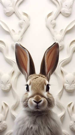 Easter bunny on a white background. Place for your text.の素材