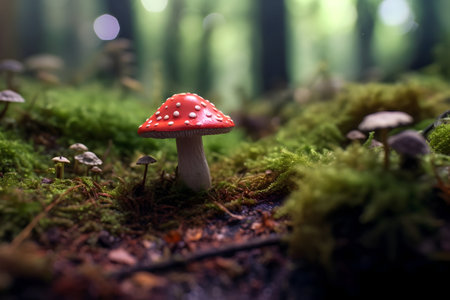Amanita muscaria mushroom in the forest. Selective focus.の素材