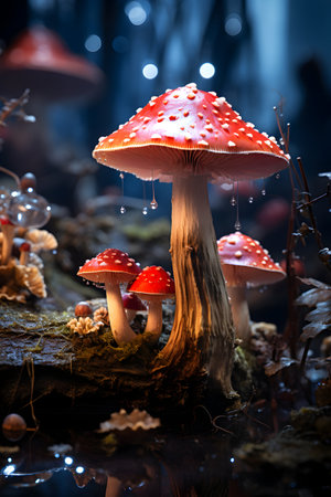 Fly agaric (Amanita muscaria) in the forestの素材