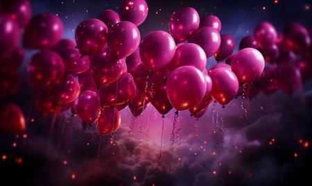Celebration and party concept with flying balloons. 3D Renderingの素材