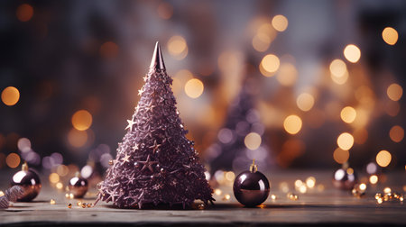 Christmas tree decoration on bokeh background. Christmas and New Year conceptの素材