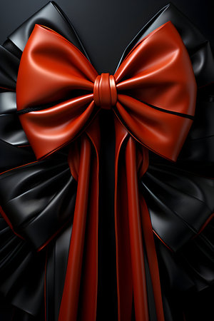 Red bow on a black background. 3d rendering, 3d illustration.の素材