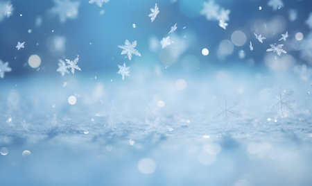 Winter background with snowflakes and bokeh effect. 3d renderingの素材