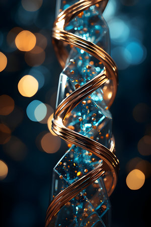 Close-up of a golden wire in the shape of a spiralの素材