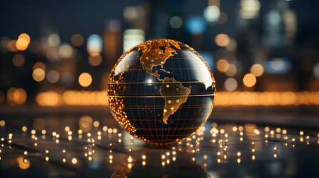 Globe with glowing world map. Global communication concept. 3D Renderingの素材