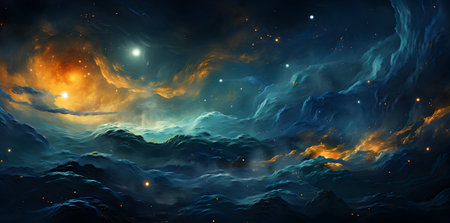 Abstract space background with stars and nebula. 3D illustrations.の素材