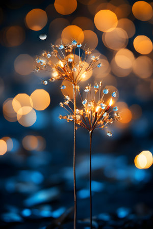 Dried flowers on bokeh background. Festive decoration.の素材