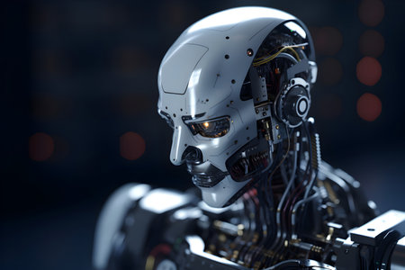 3d rendering robot or cyborg, artificial intelligence or machine learning conceptの素材