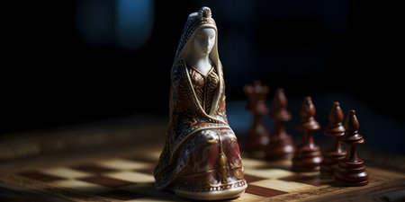 Chess pieces on a chessboard. Close-up. Selective focus.の素材