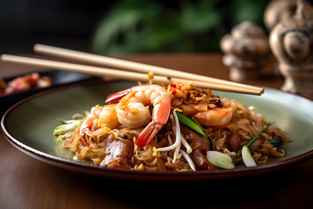 Stir-fried noodles with shrimps and prawnsの素材