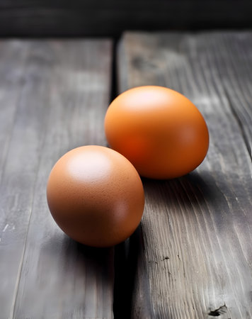 Eggs on a black wooden background. Selective focus.の素材