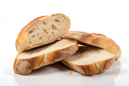 Slices of bread on a white background. Isolated.の素材