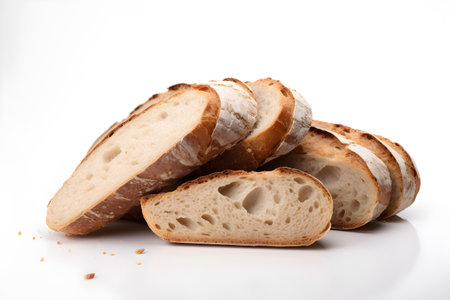 Sliced bread isolated on white background, close up shot.の素材