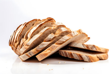 Sliced bread isolated on white background. Close-up.の素材