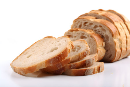 Sliced bread isolated on white background. Selective focus.の素材