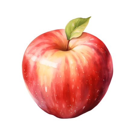 Red apple isolated on white background. Watercolor hand drawn illustration.の素材