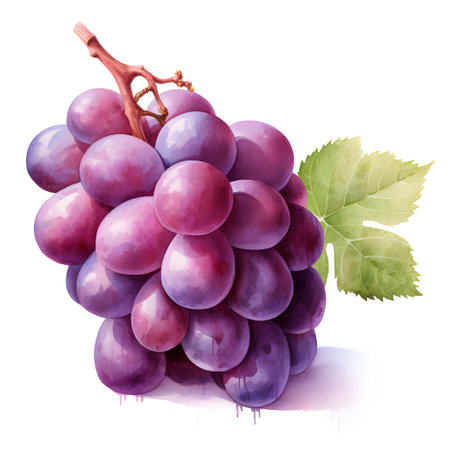 Grapes on a white background. Vector watercolor illustration.の素材
