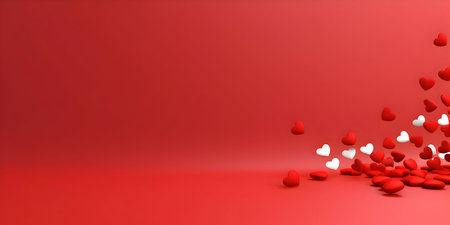 Valentine's day background with red hearts. 3D renderingの素材