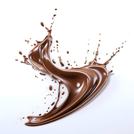 Chocolate splash isolated on white background. 3d render illustration.の素材