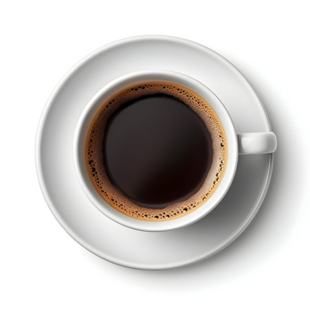 Cup of coffee isolated on white background. Top view. Vector illustration.の素材