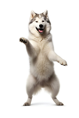 Siberian Husky dog, standing in front of white backgroundの素材