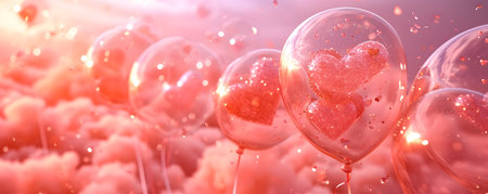 Valentines Day background with hearts. 3d render illustration.の素材