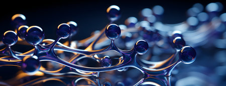 3d render of abstract molecule structure. Science or medical background.の素材