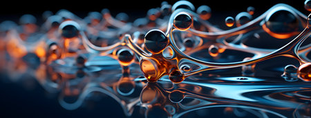 3d illustration of abstract background with liquid drops. 3d renderingの素材