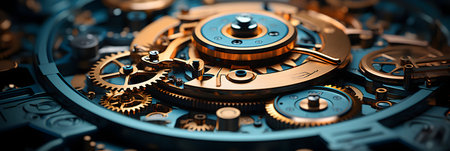 Mechanical gear mechanism, close-up view. 3d renderingの素材