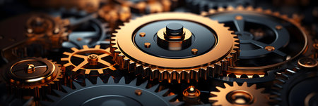 3d illustration of gears and cogwheels. industrial background.の素材