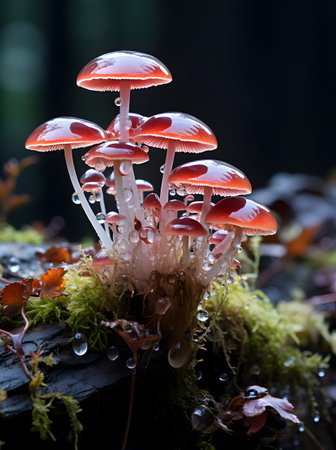 Mushrooms in the rain forest. Close-up, macroの素材
