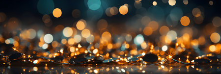 Christmas and New Year background with bokeh defocused lights.の素材