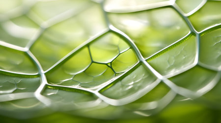 Close up of water drop on green leaf with shallow depth of fieldの素材
