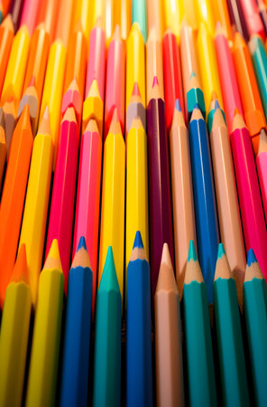 Colorful pencils as a background. Close up. Selective focus.の素材