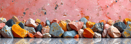 colorful stones on the concrete wall, close-up, backgroundの素材