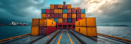 Containers loading in a container terminal in Hong Kong, China.の素材
