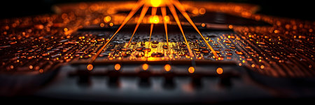 Close-up of an electric guitar on a dark background. Selective focus.の素材