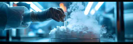 Scientist working in chemical laboratory. Science and technology concept background.の素材