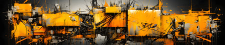 3d rendering of industrial equipment in orange color isolated on black backgroundの素材