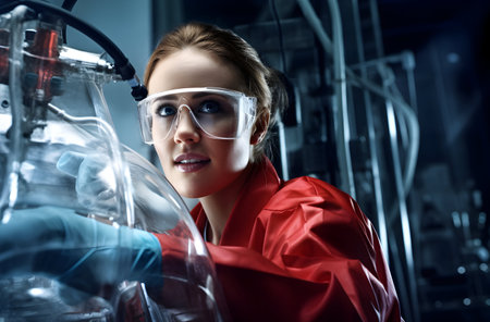Attractive female scientist working in laboratory. Science and technology concept.の素材