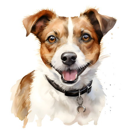Jack Russell Terrier dog isolated on white background. Digital painting.の素材