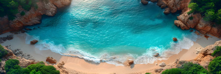 Aerial view of beautiful beach with turquoise water. Panoramaの素材