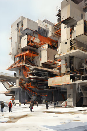 Construction of a multi-storey building in the city of St. Saint Petersburg, Russiaの素材