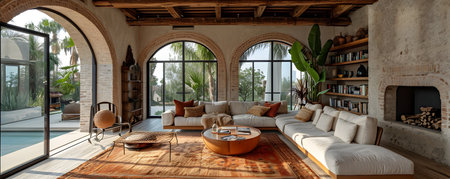 Interior of a modern living room in a loft style. 3d renderingの素材