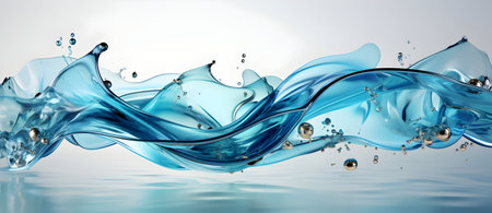 Blue water splash with bubbles. 3d rendering, 3d illustration.の素材