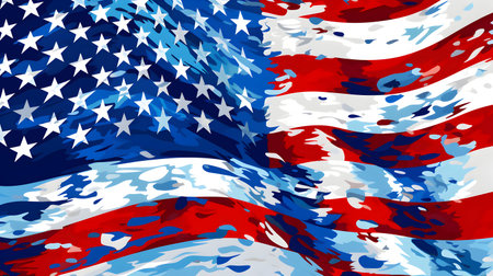 American flag background with grunge texture. Vector illustration. Eps 10.の素材