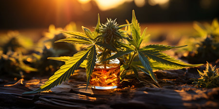 Cannabis sativa cbd thc medicinal herb. Marijuana leaves background.の素材