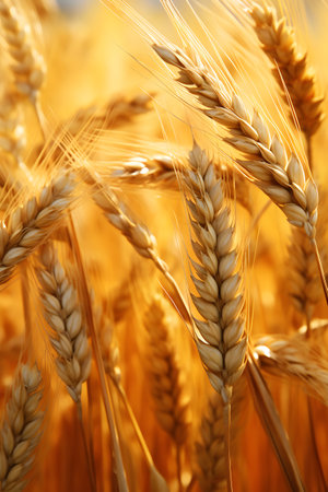 Ears of wheat in the field, close-up of earsの素材