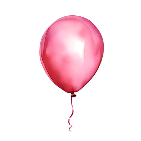 Pink balloon with ribbon isolated on white background. Realistic vector illustration.の素材