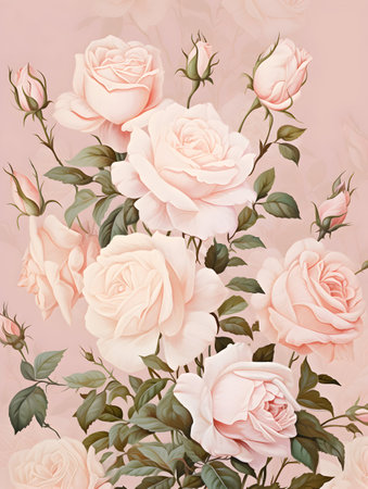 Beautiful pink roses on a pink background. Watercolor illustration.の素材